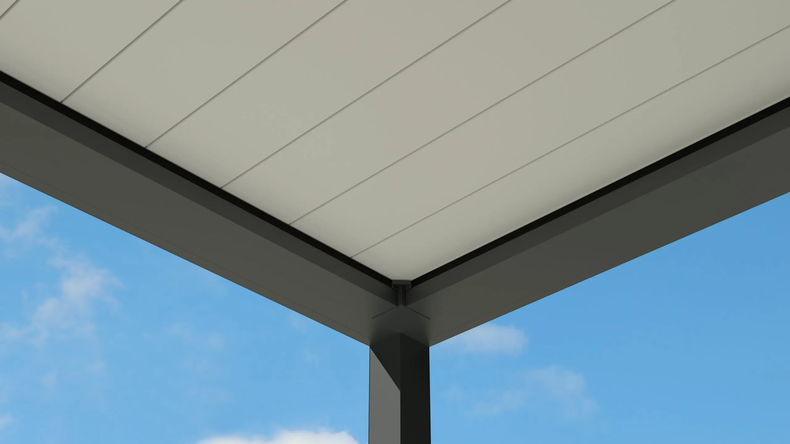 Pergola med stängda lameller.